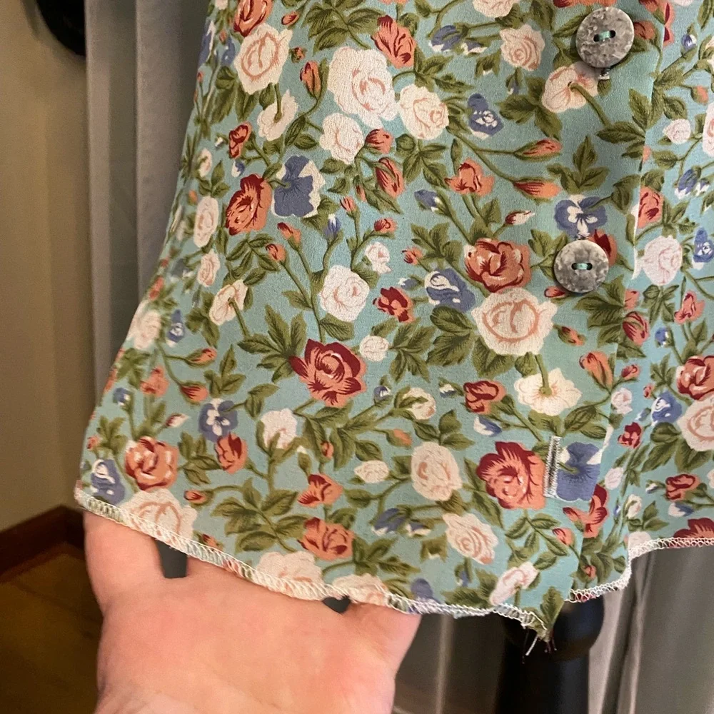 Vintage 90’s minty green floral mini babydoll dress - Picture 5 of 7